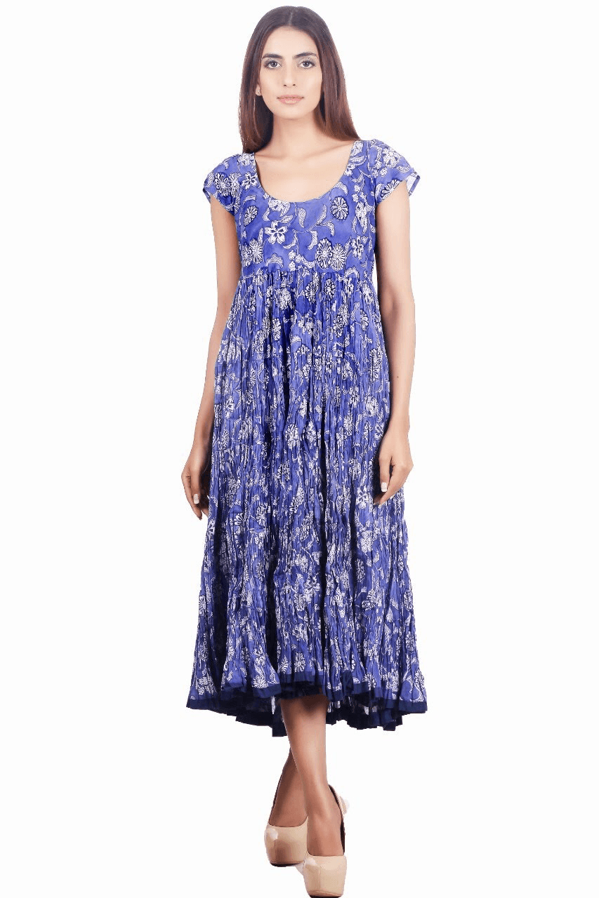 BLUE BATTIK PRINT MAXI DRESS