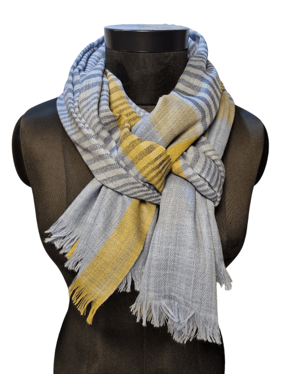 BRIGHT BLUE GREY MERINO WOOL SCARF