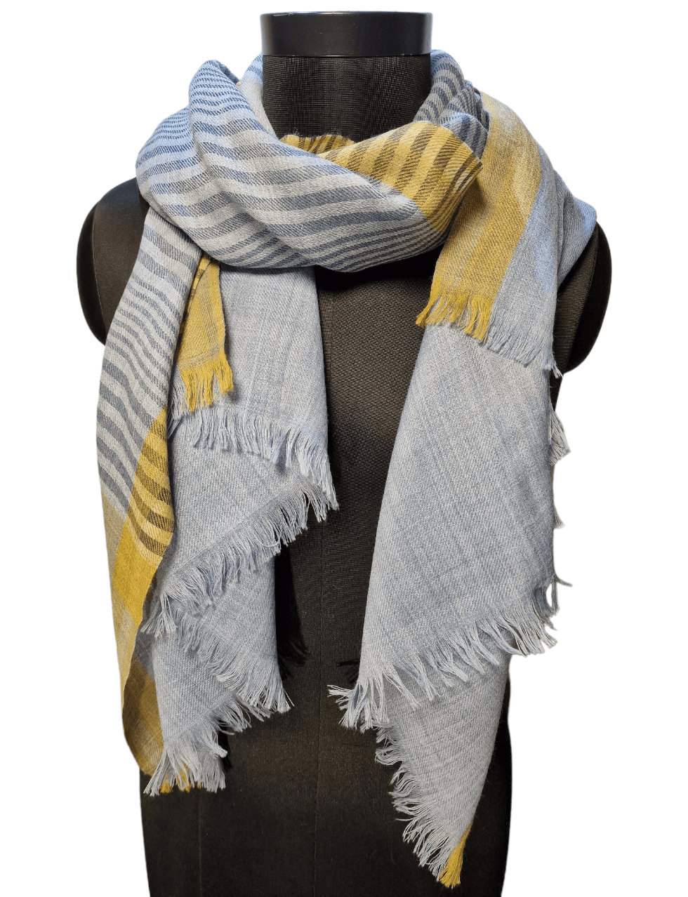 BRIGHT BLUE GREY MERINO WOOL SCARF