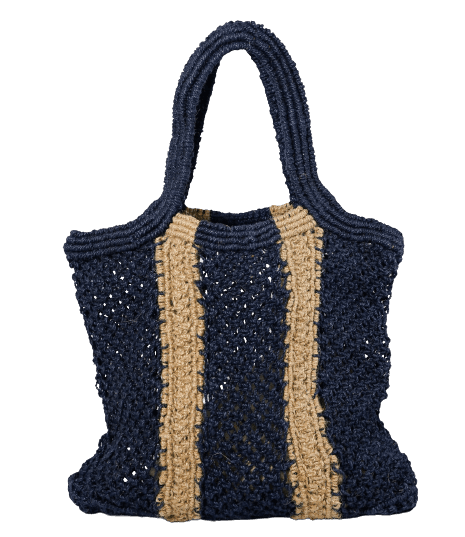BLUE AND NATURAL JUTE BAG
