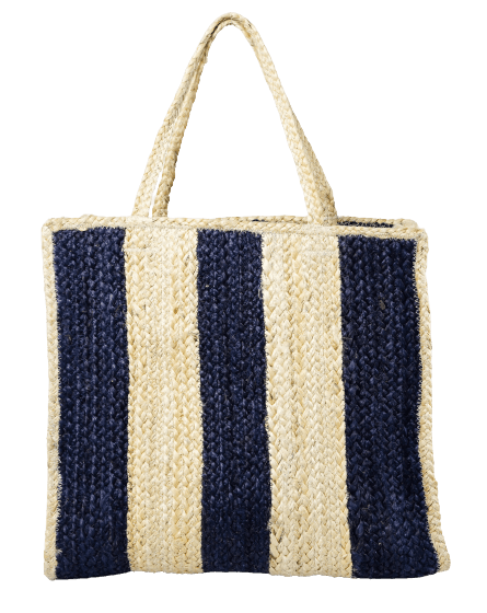 BLACK AND NATURAL STRIPE JUTE BAG