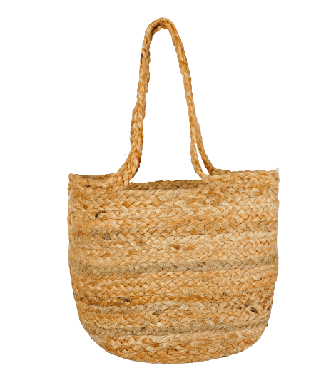 GOLDEN AND NATURAL JUTE BRAIDED TOTE BAG