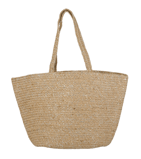 SILVER AND NATURAL JUTE BRAIDED TOTE BAG
