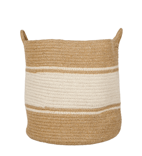 NATURAL AND WHITE WOVEN BASKET