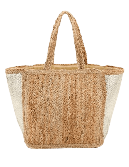 JUTE TOTE BAG WITH SILVER FOIL PRINT ON SIDE