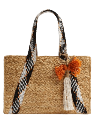 MINI JUTE HANDBAG WITH COTTON STRAP