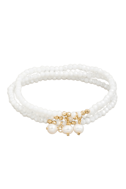 GLASS BEADED BRACELET WITH PEARL CHARM