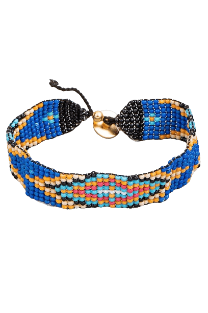 DIAMOND DESIGN BOHO SEED BEAD WOVEN ADJUSTABLE BRACELET