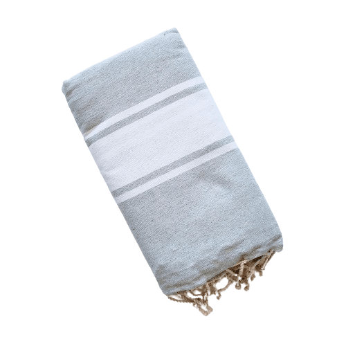 DIVISHA LIGHT GREY WITH  WHITE  STRIPES TURKISH TOWELS