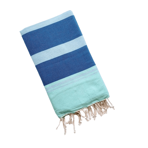 BHAVYA MINT WITH BLUE STRIPES TURKISH TOWEL