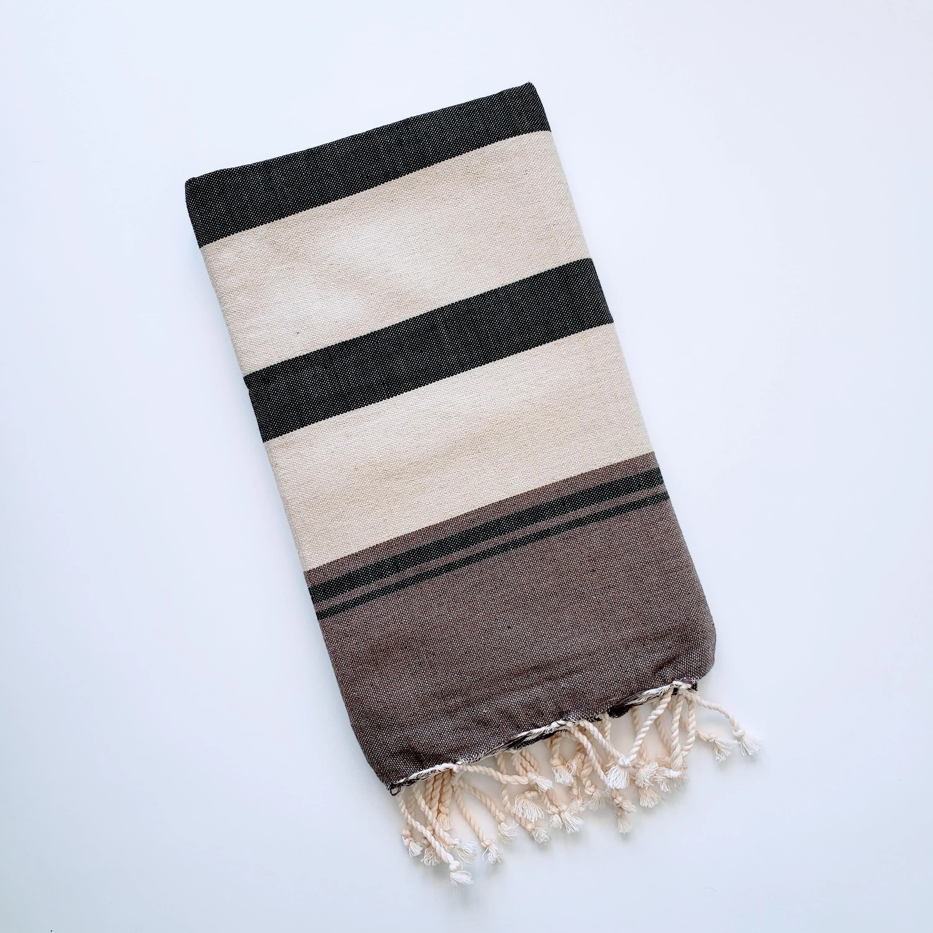 BHAVYA NUTMEG SHADES STRIPES TURKISH TOWEL