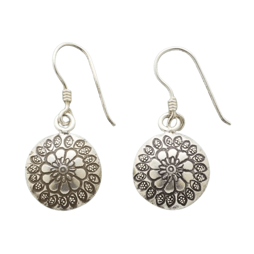 FLOWER DESIGN SILVER METAL EARRING