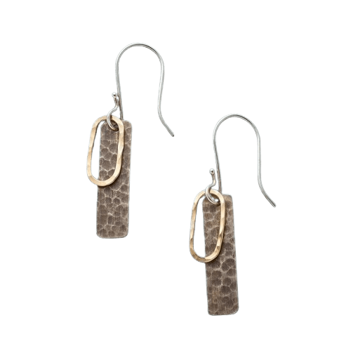 BAR DESIGN HAMMERED  DANGEL EARRING