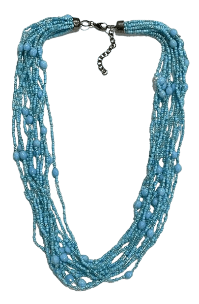 TURQ MULTI SEED AND ACRYLIC BEAD NECKLACE