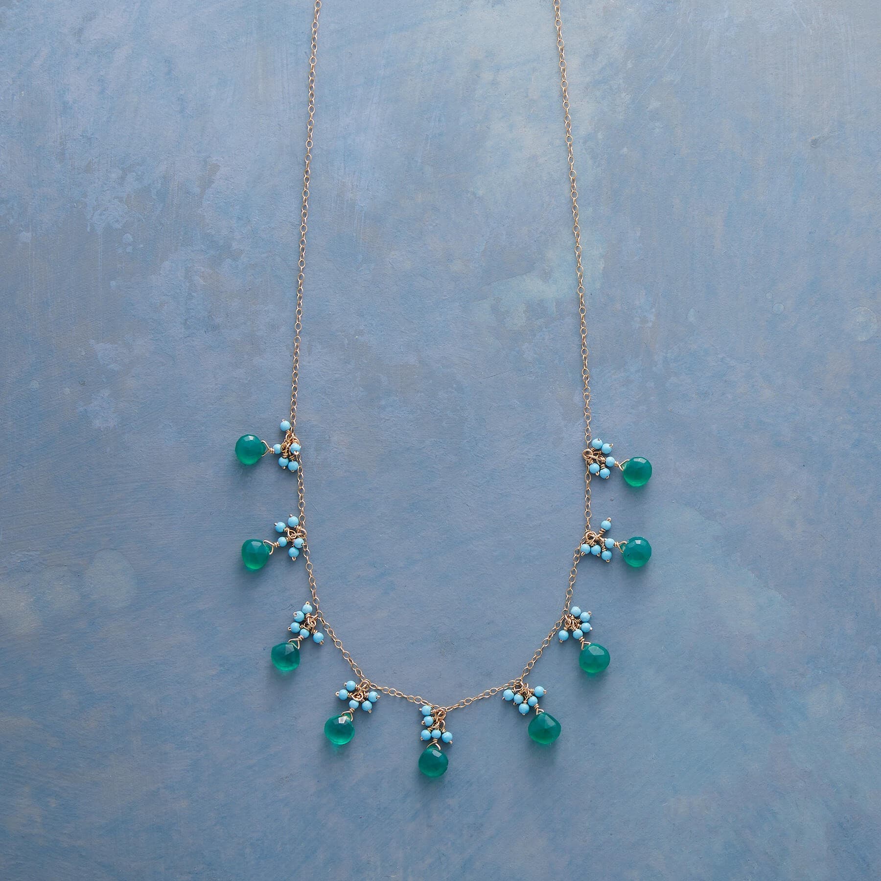 GREEN GLASS BEAD NECKLACE