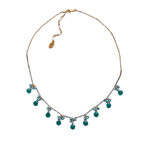 GREEN GLASS BEAD NECKLACE