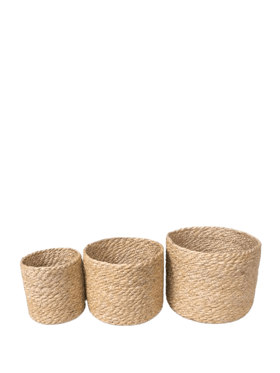 NATURAL BRAIDED JUTE PLANT BASKET SET OF 3