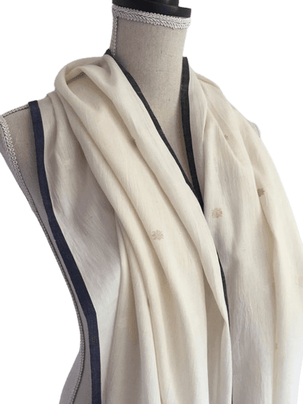 IVORY MULMUL COTTON SCARF