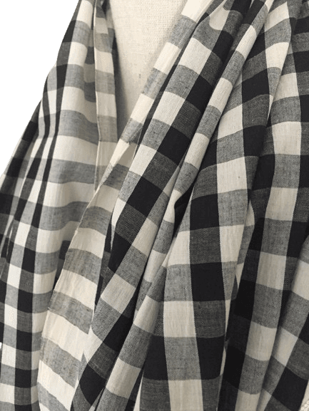 BLACK CHECK MULMUL COTTON SCARF
