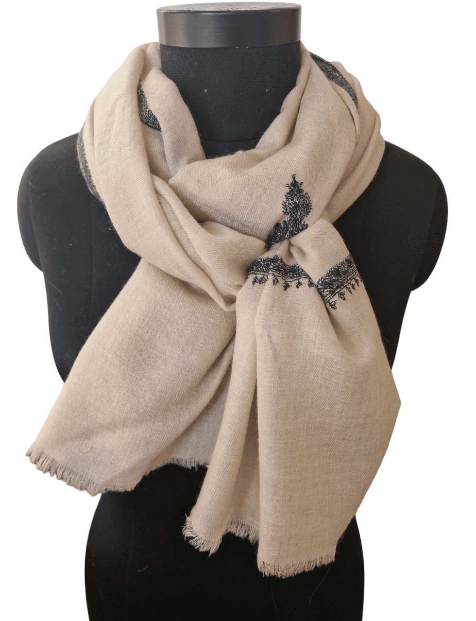 EMBROIDERED PASHMINA BEIGE SHAWLS (8)