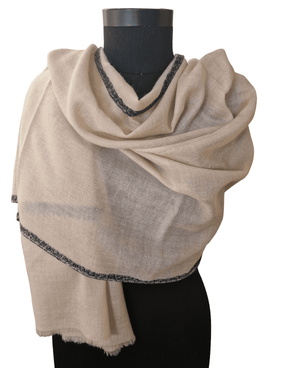 EMBROIDERED PASHMINA BEIGE SHAWLS (8)