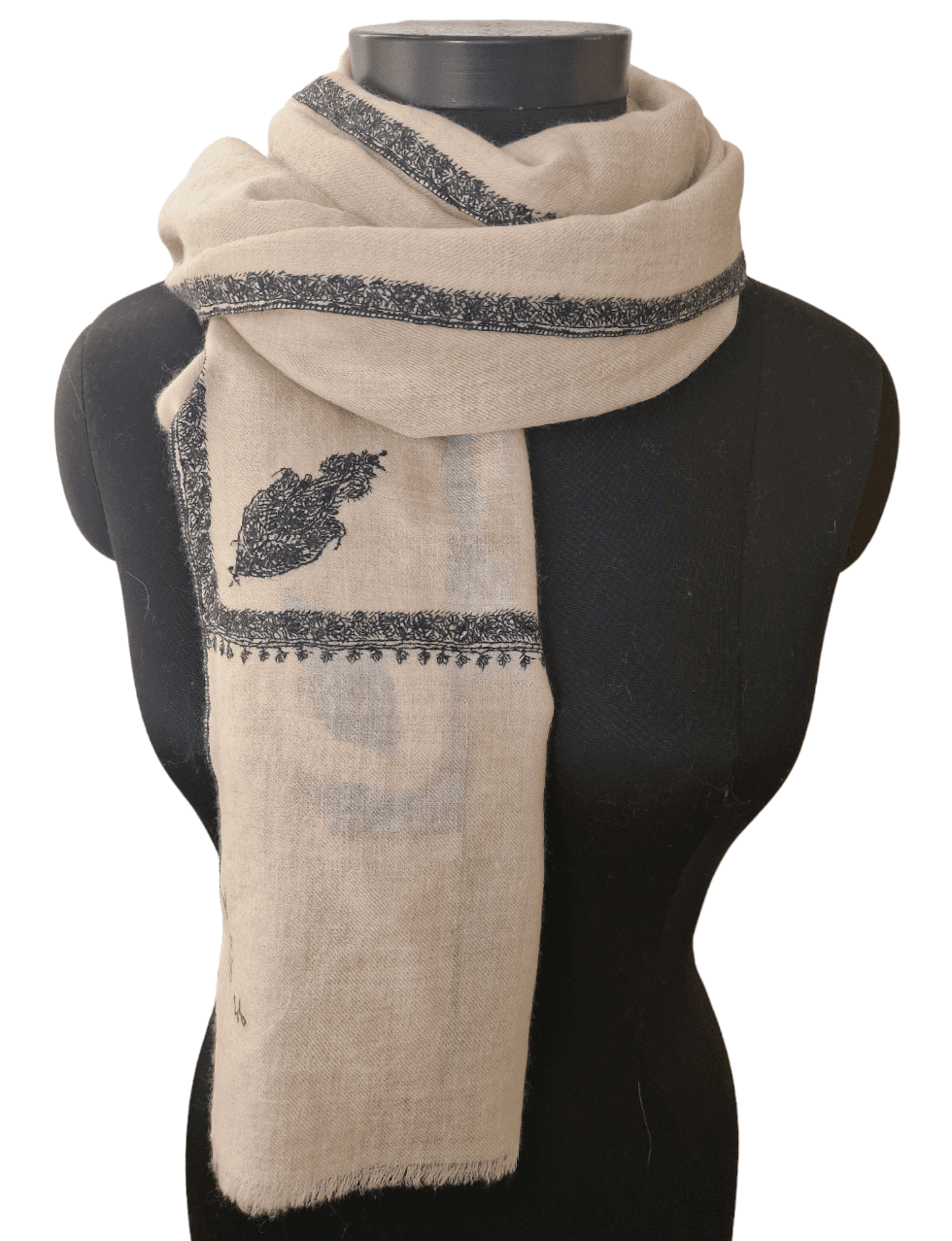 EMBROIDERED PASHMINA BEIGE SHAWLS (8)