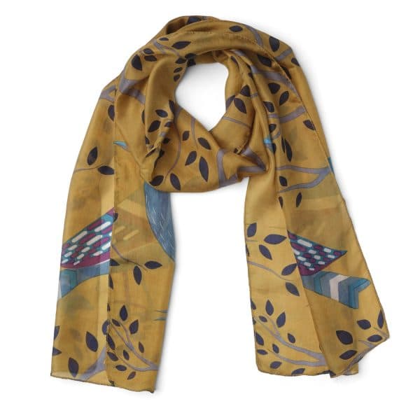 JAY MUSTARD PRINTED SILK SCARF