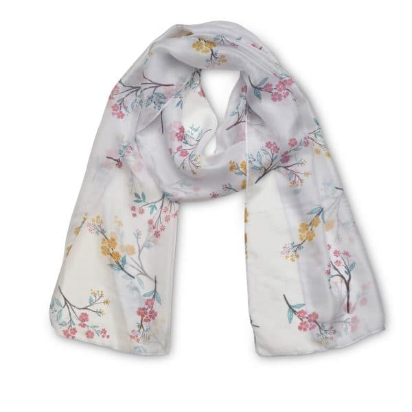 WILLOW CREAM PRINTED SILK SCARF