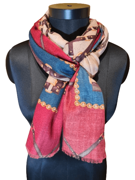PRINTED PATTERN WOOL SILK SCARF