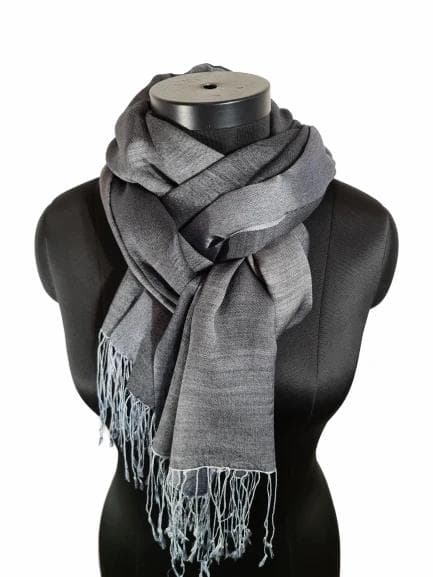 GRAY SHADE CASHMERE AND MULBERRY SILK SCARF