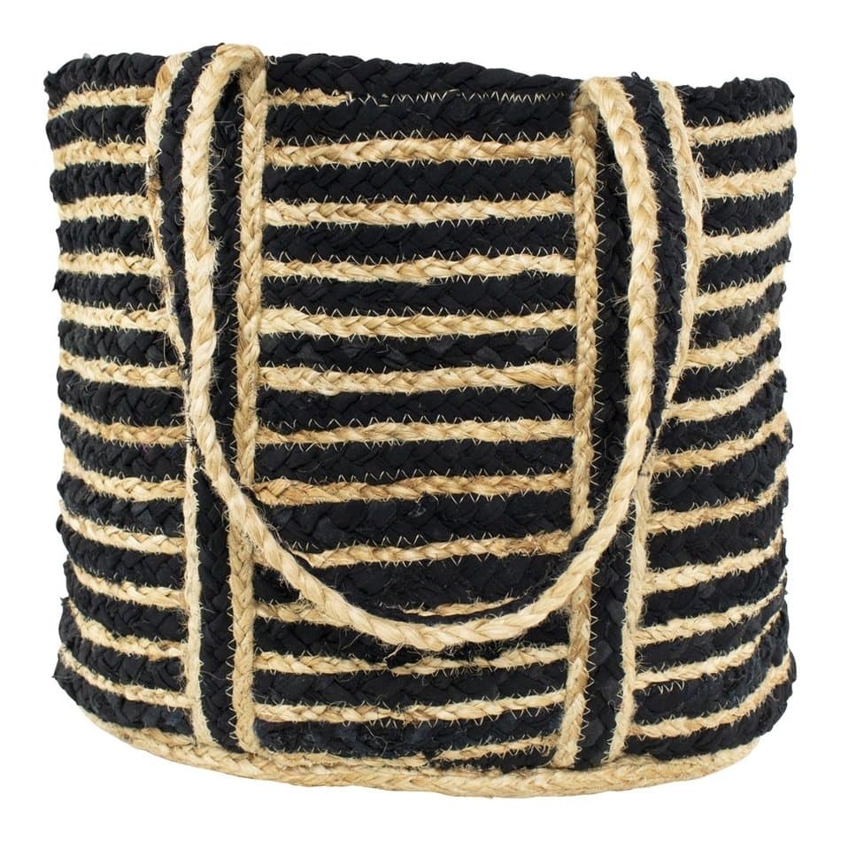 BLACK STRIPE JUTE BAG
