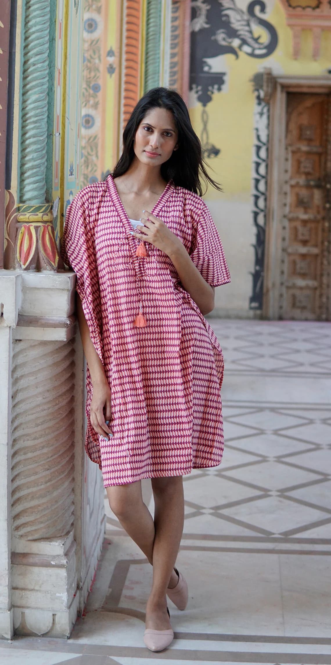 FABULOUS PINK COTTON KAFTAN