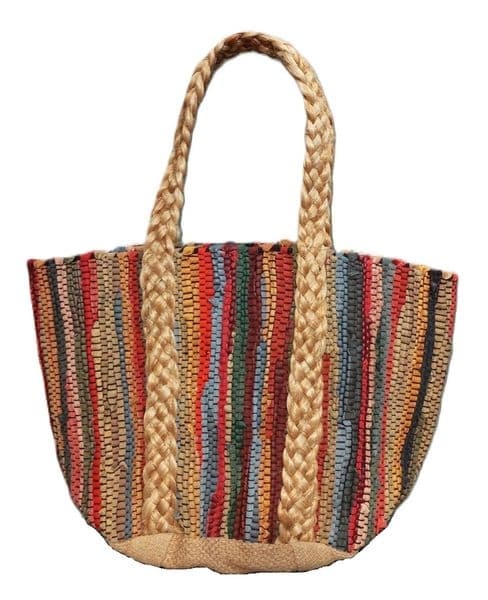 Multi Color Leather Beach Bag