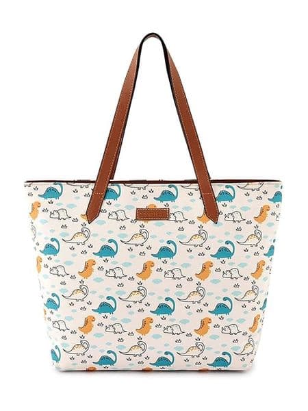 Dinosaur Print canvas Women Tote bag