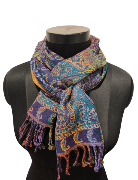 Narrow colorful wool scarf
