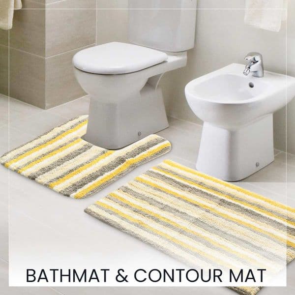 Striped Anti-Skid Bathmat & Contour Set