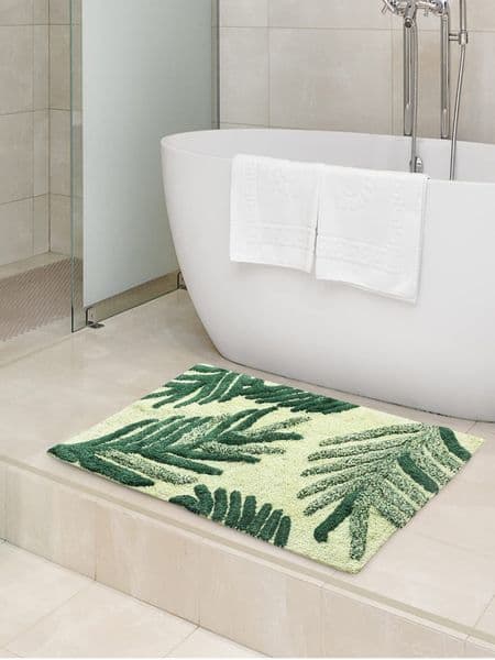 Cotton Leaf Patterned Bathmat
