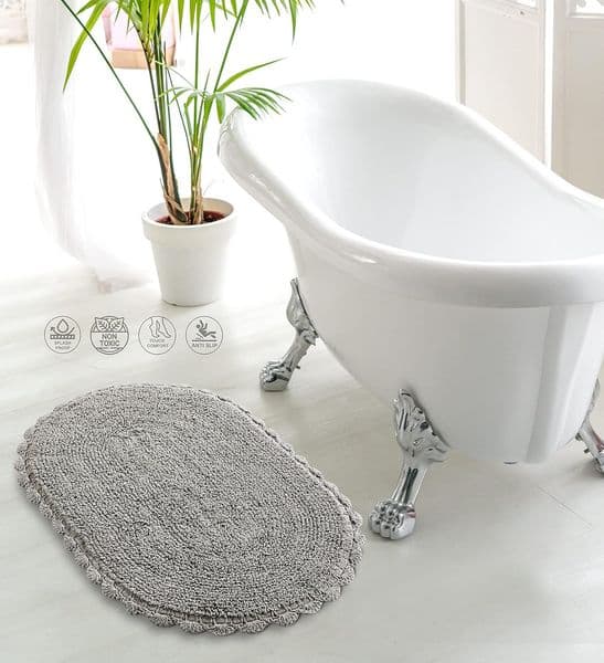 Super Soft Reversible Bath Mat/Bathroom Rug, Grey