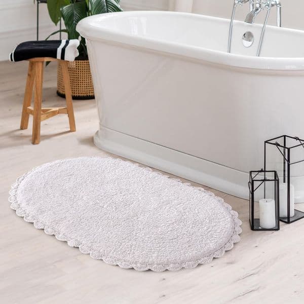 Super Soft Reversible Bath Mat/Bathroom Rug, White