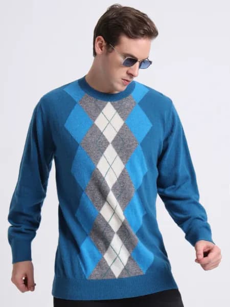  Ferozi Ember Argyle Pullover