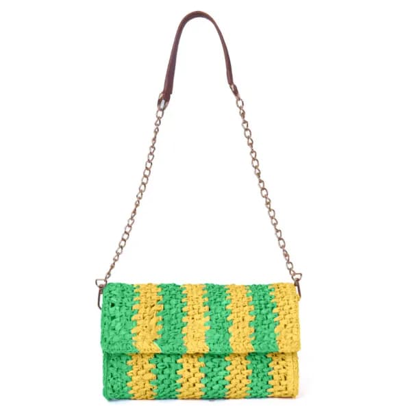 Lime Sunshine Ash Raffia Carry Clutch