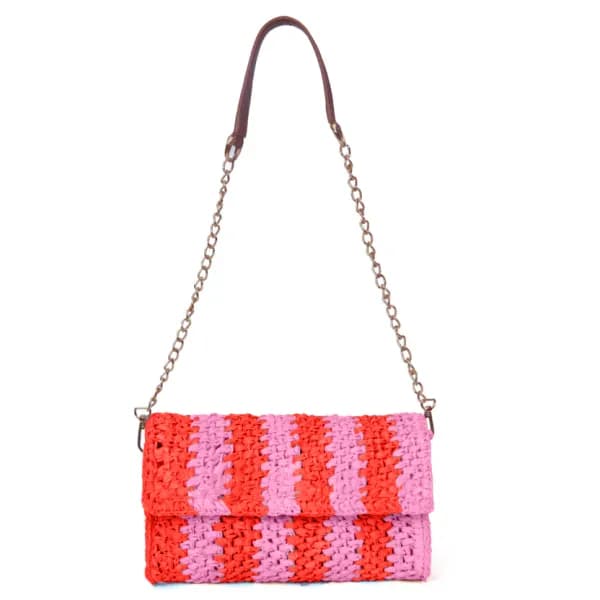 Cherry Blossom Ash Raffia Carry Clutch 