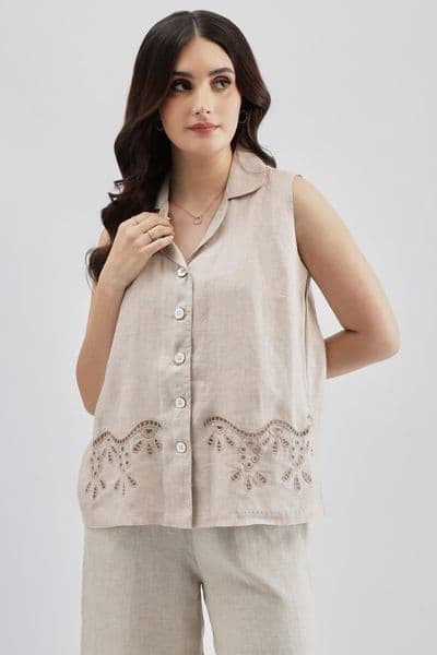 Beige Cutwork Top
