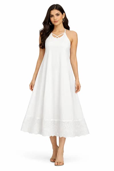 Ivory Breeze Cotton Halter Dress