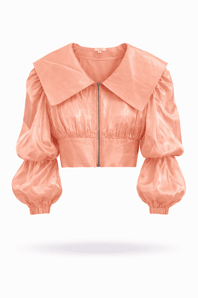 Peach Luxe Cropped Statement Top
