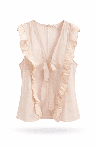 Blush Veil Ruffle Wrap Top
