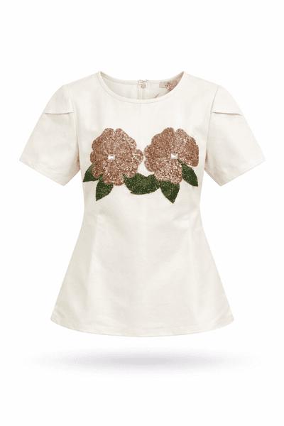Ivory Bloom Embellished Top