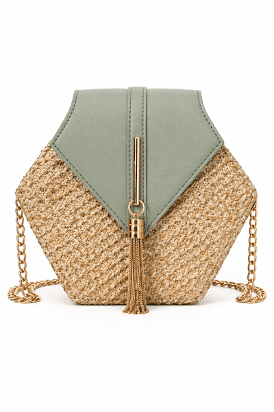 Sage Luxe Raffia Sling