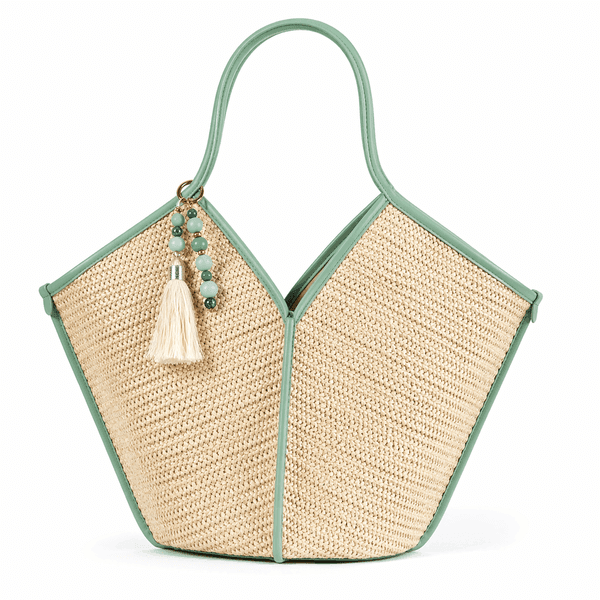 Mint Palm Raffia Tote