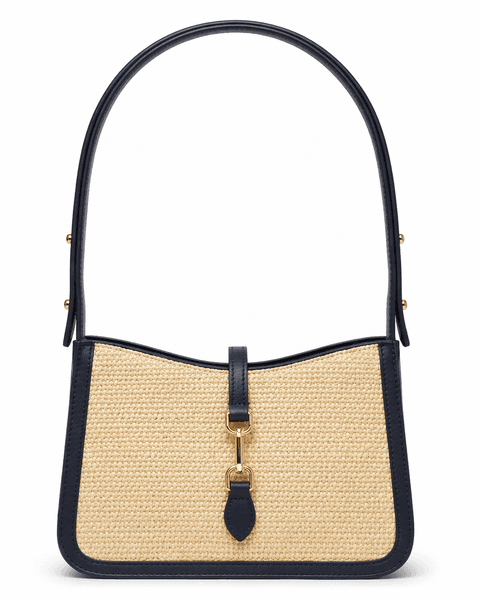Midnight Raffia Shoulder Bag